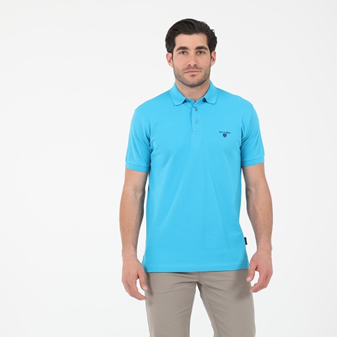 NAVY & GREEN-Ανδρική polo μπλούζα NAVY & GREEN τιρκουάζ