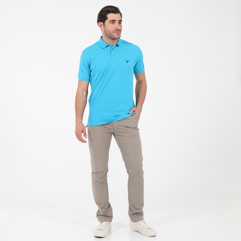 NAVY & GREEN-Ανδρική polo μπλούζα NAVY & GREEN τιρκουάζ