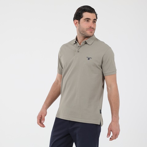 NAVY & GREEN-Ανδρική polo μπλούζα NAVY & GREEN μπεζ