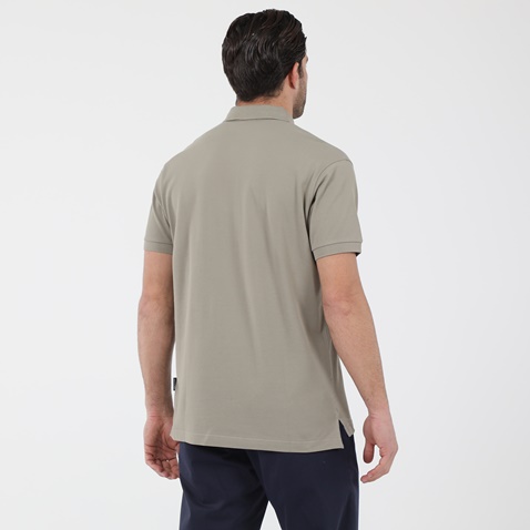 NAVY & GREEN-Ανδρική polo μπλούζα NAVY & GREEN μπεζ