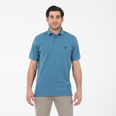NAVY & GREEN-Ανδρική polo μπλούζα NAVY & GREEN μπλε