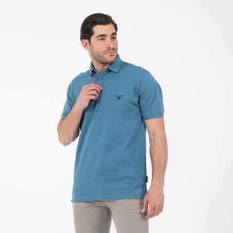 NAVY & GREEN-Ανδρική polo μπλούζα NAVY & GREEN μπλε
