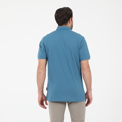 NAVY & GREEN-Ανδρική polo μπλούζα NAVY & GREEN μπλε