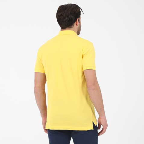 NAVY & GREEN-Ανδρική polo μπλούζα NAVY & GREEN CUSTOM FIT κίτρινη
