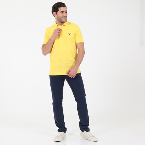 NAVY & GREEN-Ανδρική polo μπλούζα NAVY & GREEN CUSTOM FIT κίτρινη