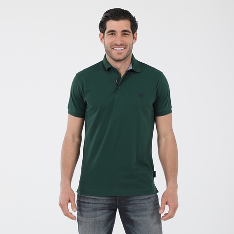 NAVY & GREEN-Ανδρική polo μπλούζα NAVY & GREEN CUSTOM FIT πράσινη