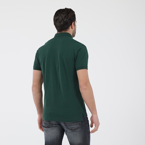 NAVY & GREEN-Ανδρική polo μπλούζα NAVY & GREEN CUSTOM FIT πράσινη