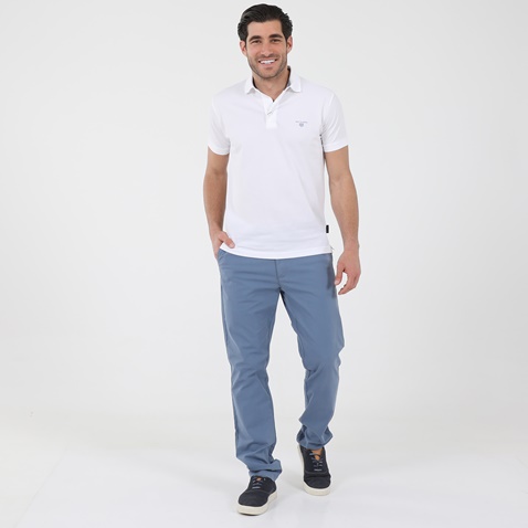 NAVY & GREEN-Ανδρική polo μπλούζα NAVY & GREEN λευκή