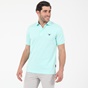 NAVY & GREEN-Ανδρική polo μπλούζα NAVY & GREEN CUSTOM FIT φυστικί