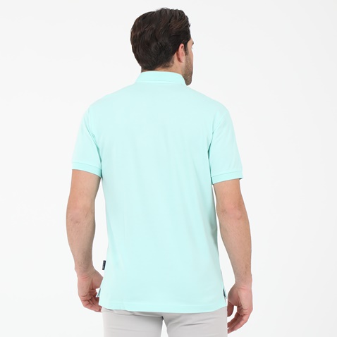 NAVY & GREEN-Ανδρική polo μπλούζα NAVY & GREEN CUSTOM FIT φυστικί