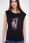 FUNKY BUDDHA-Γυναικείο αμάνικο t-shirt FUNKY BUDDHA μαύρο