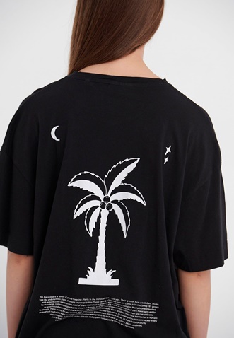 FUNKY BUDDHA-Γυναικείο t-shirt FUNKY BUDDHA loose fit μαύρο