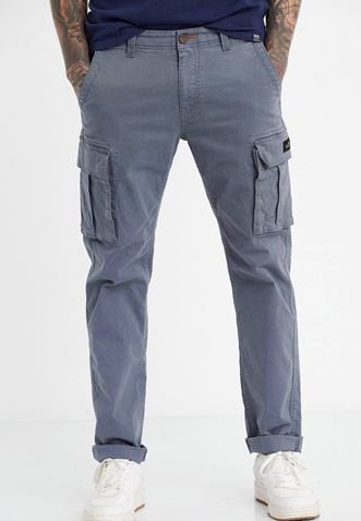 FUNKY BUDDHA-Ανδρικό essential comfort fit cargo παντελόνι FUNKY BUDDHA γκρι
