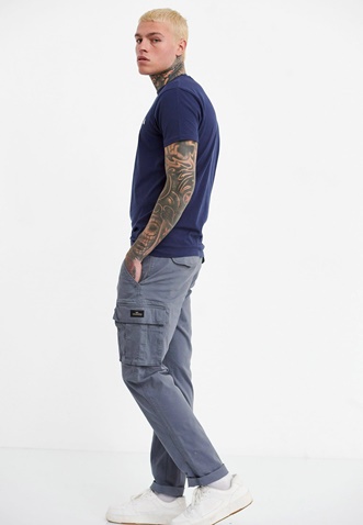 FUNKY BUDDHA-Ανδρικό essential comfort fit cargo παντελόνι FUNKY BUDDHA γκρι
