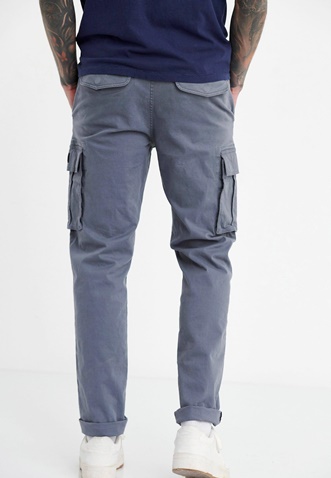 FUNKY BUDDHA-Ανδρικό essential comfort fit cargo παντελόνι FUNKY BUDDHA γκρι