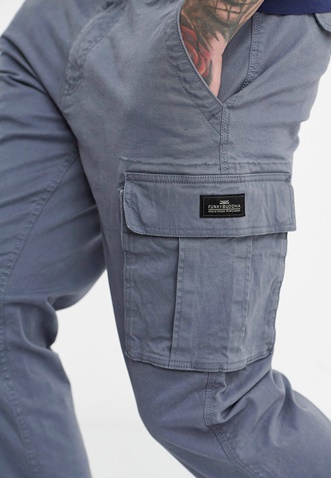 FUNKY BUDDHA-Ανδρικό essential comfort fit cargo παντελόνι FUNKY BUDDHA γκρι