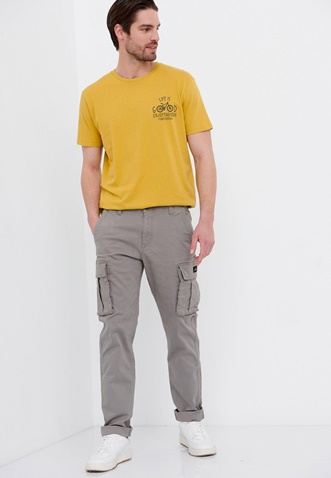 FUNKY BUDDHA-Ανδρικό essential comfort fit cargo παντελόνι FUNKY BUDDHA γκρι