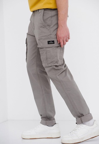 FUNKY BUDDHA-Ανδρικό essential comfort fit cargo παντελόνι FUNKY BUDDHA γκρι
