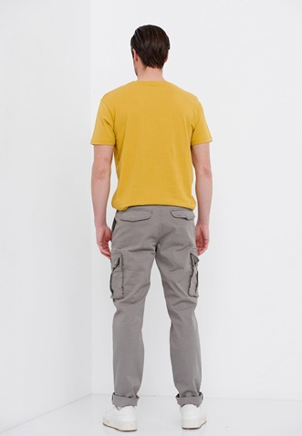 FUNKY BUDDHA-Ανδρικό essential comfort fit cargo παντελόνι FUNKY BUDDHA γκρι
