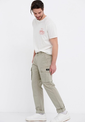 FUNKY BUDDHA-Ανδρικό essential comfort fit cargo παντελόνι FUNKY BUDDHA μπεζ