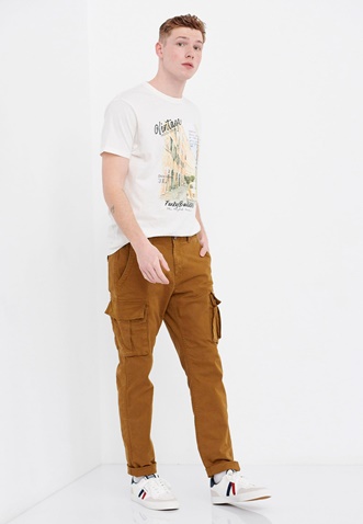 FUNKY BUDDHA-Ανδρικό essential comfort fit cargo παντελόνι FUNKY BUDDHA καφέ