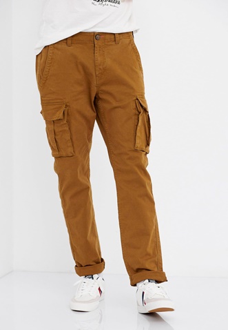 FUNKY BUDDHA-Ανδρικό essential comfort fit cargo παντελόνι FUNKY BUDDHA καφέ