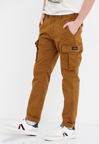FUNKY BUDDHA-Ανδρικό essential comfort fit cargo παντελόνι FUNKY BUDDHA καφέ