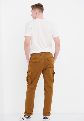 FUNKY BUDDHA-Ανδρικό essential comfort fit cargo παντελόνι FUNKY BUDDHA καφέ