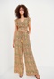 FUNKY BUDDHA-Γυναικεία wide leg παντελόνα FUNKY BUDDHA κίτρινη floral