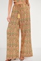 FUNKY BUDDHA-Γυναικεία wide leg παντελόνα FUNKY BUDDHA κίτρινη floral