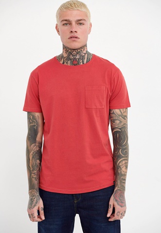 FUNKY BUDDHA-Ανδρικό t-shirt FUNKY BUDDHA loose fit ροζ