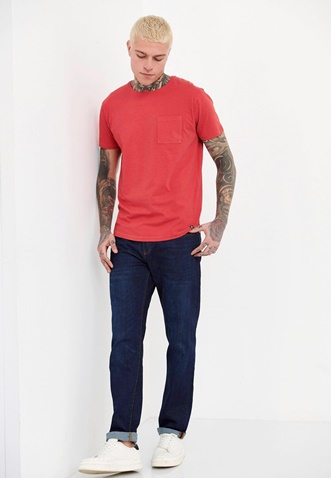 FUNKY BUDDHA-Ανδρικό t-shirt FUNKY BUDDHA loose fit ροζ