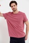 FUNKY BUDDHA-Ανδρικό t-shirt FUNKY BUDDHA loose fit ροζ