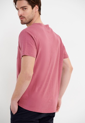 FUNKY BUDDHA-Ανδρικό t-shirt FUNKY BUDDHA loose fit ροζ