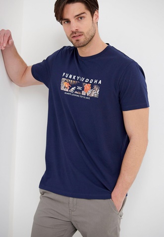 FUNKY BUDDHA-Ανδρικό t-shirt FUNKY BUDDHA μπλε