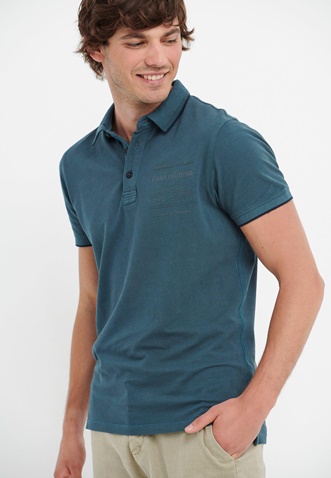FUNKY BUDDHA-Ανδρική polo μπλούζα FUNKY BUDDHA FBM005-030-11 μπλε