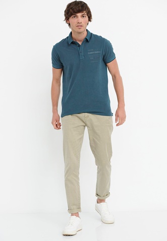 FUNKY BUDDHA-Ανδρική polo μπλούζα FUNKY BUDDHA FBM005-030-11 μπλε