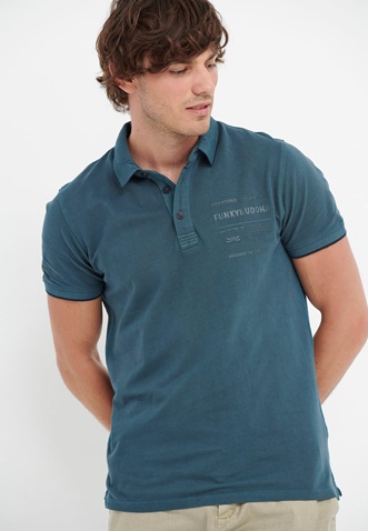 FUNKY BUDDHA-Ανδρική polo μπλούζα FUNKY BUDDHA FBM005-030-11 μπλε