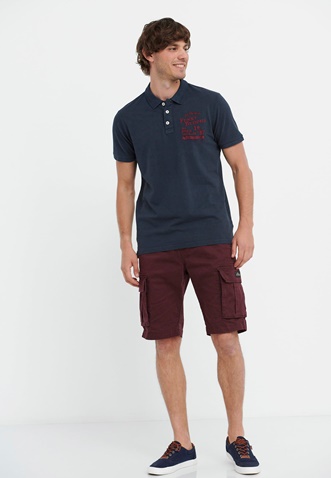 FUNKY BUDDHA-Ανδρική polo μπλούζα FUNKY BUDDHA FBM005-010-11 μπλε