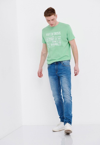 FUNKY BUDDHA-Ανδρικό jean παντελόνι FUNKY BUDDHA tapered fit μπλε