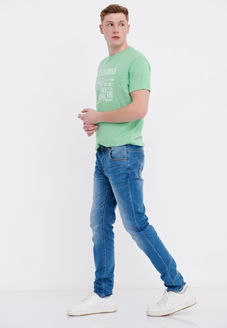 FUNKY BUDDHA-Ανδρικό jean παντελόνι FUNKY BUDDHA tapered fit μπλε
