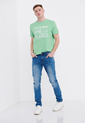 FUNKY BUDDHA-Ανδρικό jean παντελόνι FUNKY BUDDHA tapered fit μπλε