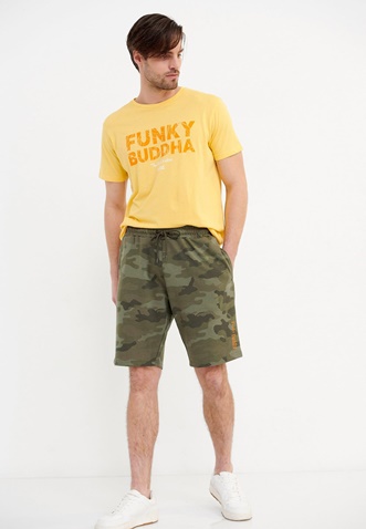 FUNKY BUDDHA-Ανδρική αθλητική βερμούδα FUNKY BUDDHA χακί παραλλαγής