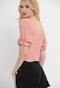 FUNKY BUDDHA-Γυναικείο cropped top FUNKY BUDDHA ροζ λευκό πουά