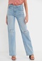 FUNKY BUDDHA-Γυναικείο jean παντελόνι FUNKY BUDDHA Wide leg μπλε ανοιχτό