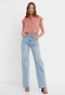 FUNKY BUDDHA-Γυναικείο jean παντελόνι FUNKY BUDDHA Wide leg μπλε ανοιχτό