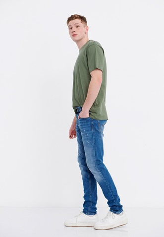 FUNKY BUDDHA-Ανδρικό jean παντελόνι FUNKY BUDDHA Tapered fit μπλε