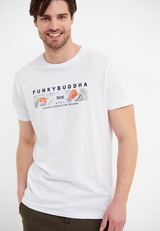 FUNKY BUDDHA-Ανδρικό t-shirt FUNKY BUDDHA λευκό
