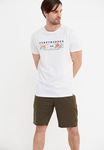 FUNKY BUDDHA-Ανδρικό t-shirt FUNKY BUDDHA λευκό