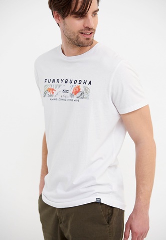 FUNKY BUDDHA-Ανδρικό t-shirt FUNKY BUDDHA λευκό